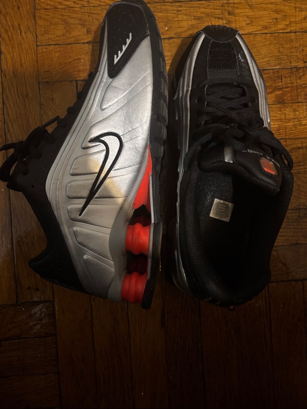 Nike Black/Silver Athletic Shoes with Red Shox